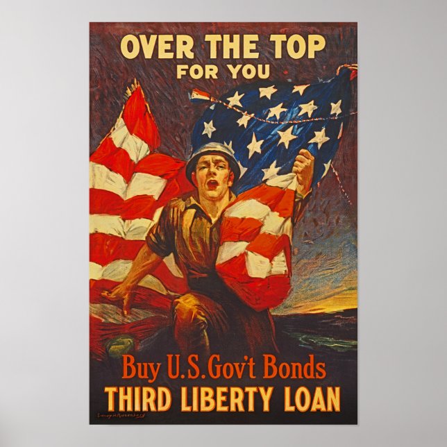 KRIG Bonds Tredje liberty Loan WWI Propaganda Poster (Framsidan)