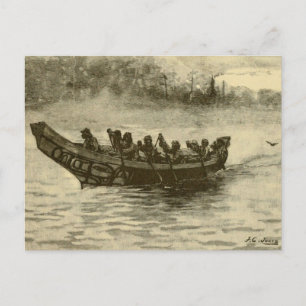 krig canoe vykort