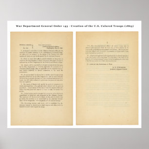Krig Department General Order 143 Färgad Troops Poster
