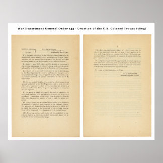Krig Department General Order 143 Färgad Troops Poster