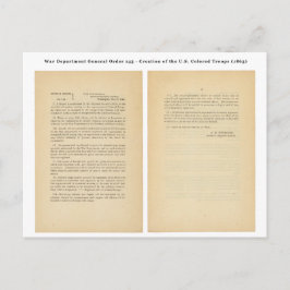 Krig Department General Order 143 Färgad Troops Vykort