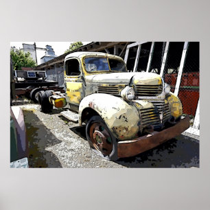 KRIG ERA DODGE FLATBED LASTBIL 1946 POSTER