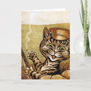 Krig Hero Cat av Louis Wain Card Kort