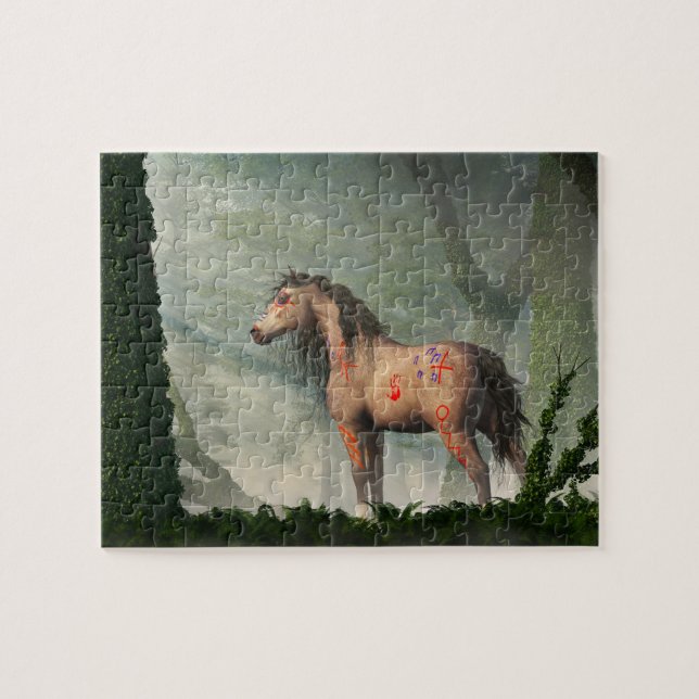 Krig Horse i Misty Forest Pussel (Horisontell)