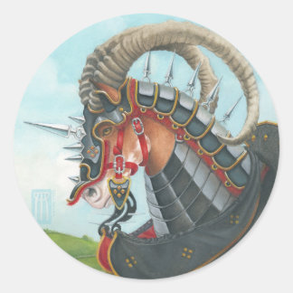 Krig Horse Runt Klistermärke