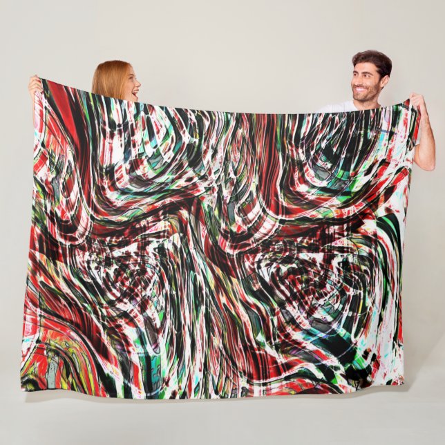 Krig i grönt cyan rand mot rött fleecefilt (På plats)