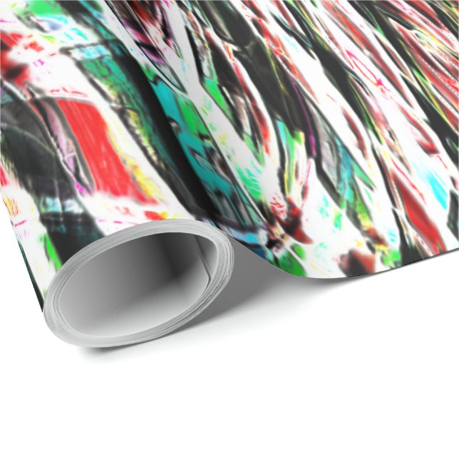 Krig i grönt cyan rand mot rött presentpapper (Rullad Hörn)