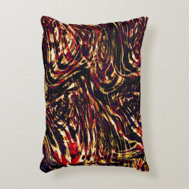 Krig i guld rosett band mot röd, svart bakgrund prydnadskudde