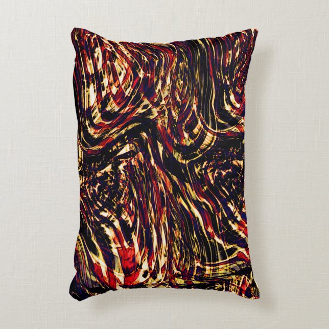 Krig i guld rosett band mot röd, svart bakgrund prydnadskudde (Framsidan(Vertikal))