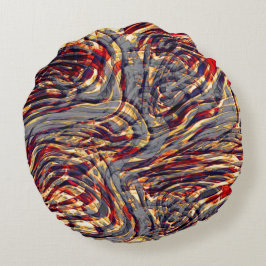 Krig i orange rosett band mot rött, över grått-fon rund kudde