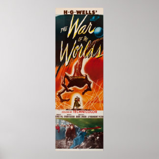 KRIG I VÄRLDEN HG Wells Science fiction Vin Poster