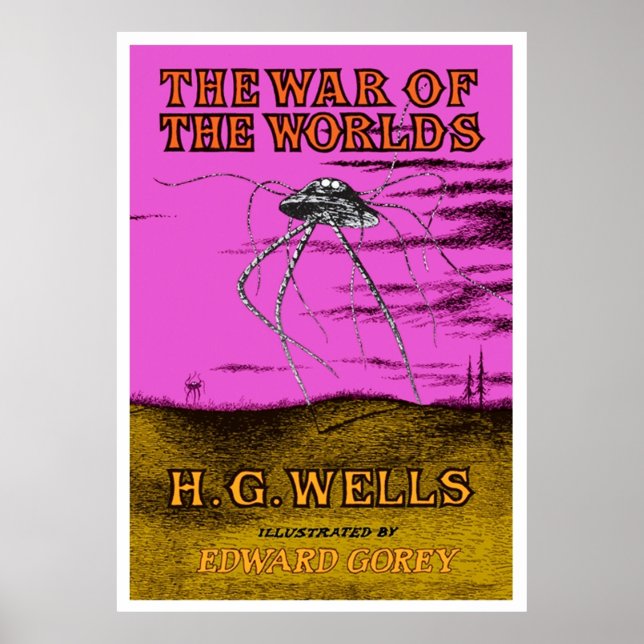 Krig i World HG Wells Bok Cover TShirt Poster (Framsidan)