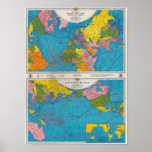 Krig karta Atlanten, Eurasien, Afrika, Stilla have Poster