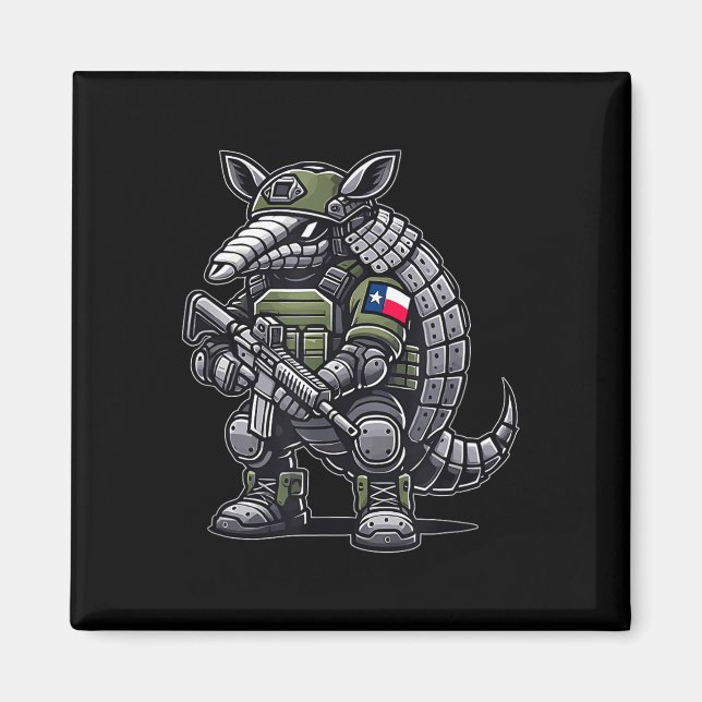 Krig-madillo Veteran Tactical Texas Flagga Magnet (Framsidan)