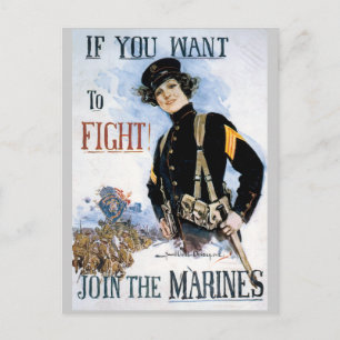 Krig Poster vykort, Världskrig I marines Vykort