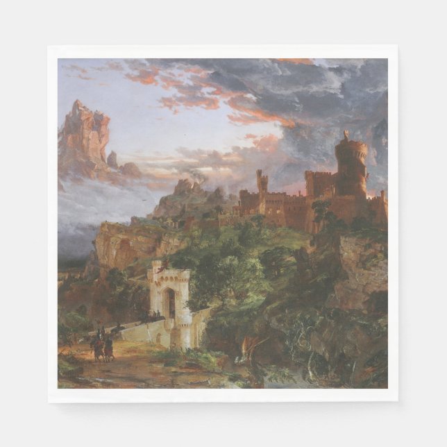 Krig (slaget vid medeltida slott) pappersservett (Framsidan)