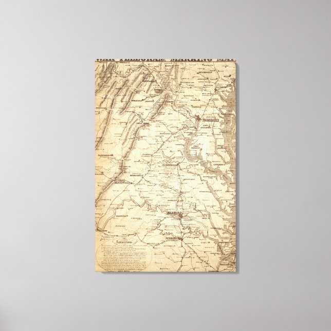 Krig Telegram Marking Karta Canvastryck (Framsida)