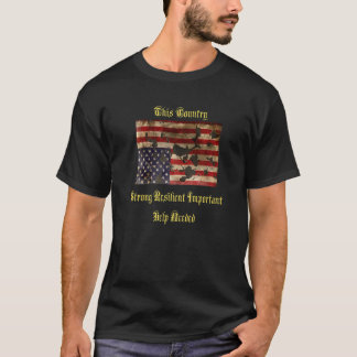 Krig Torn American Flagga Distress uppifrån och ne T Shirt