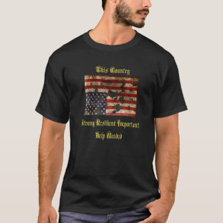 Krig Torn American Flagga Distress uppifrån och ne T Shirt