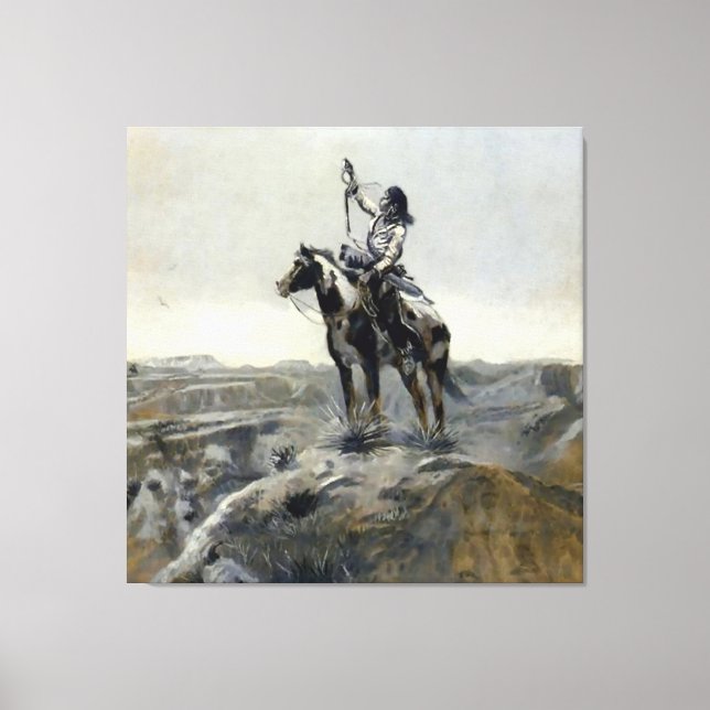 “Krig” västerländsk målning av Charles M Russell Canvastryck (Framsida)