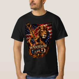 Krigar Daddy Lion Amerikansk Flagga Gitarr T-Shirt