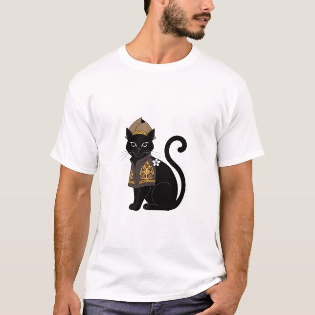 Krigar Svart Katt Grafik T-shirt (Framsida)