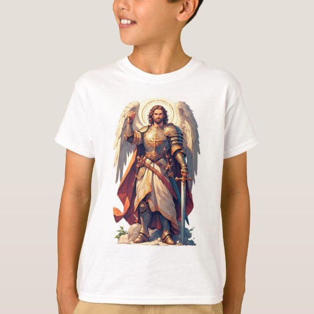 Krigarängel Mikaels T-Shirt för Barn (Framsida)