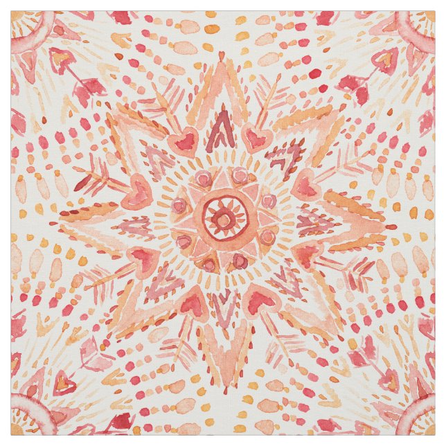 KRIGARE AVFYRAR vattenfärgmandalaen Tyg (Provkarta)