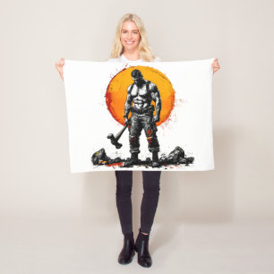 krigare, barbarisk medeltida fantasi Fleece Blanke