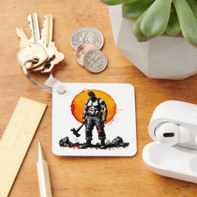 krigare, barbarisk medeltida fantasi, hummer Keych Nyckelring (Skrivbord)