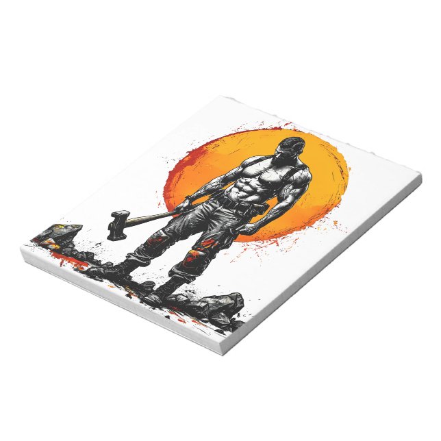 krigare, barbarisk medeltida fantasi, hummer styrk anteckningsblock (Roterad)