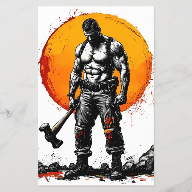 krigare, barbarisk medeltida fantasi, hummer styrk flygblad (Framsidan)