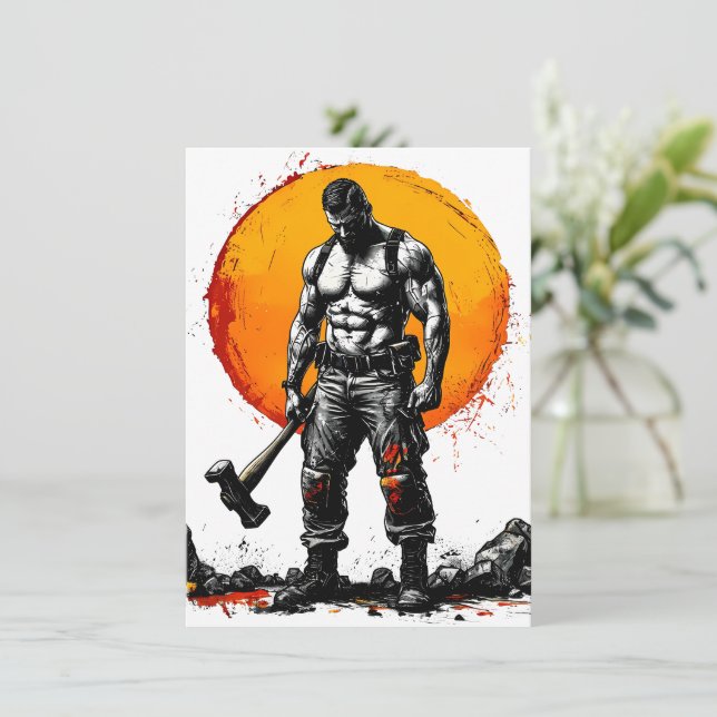 krigare, barbarisk medeltida fantasi, hummer styrk inbjudningar (Stående Fram)