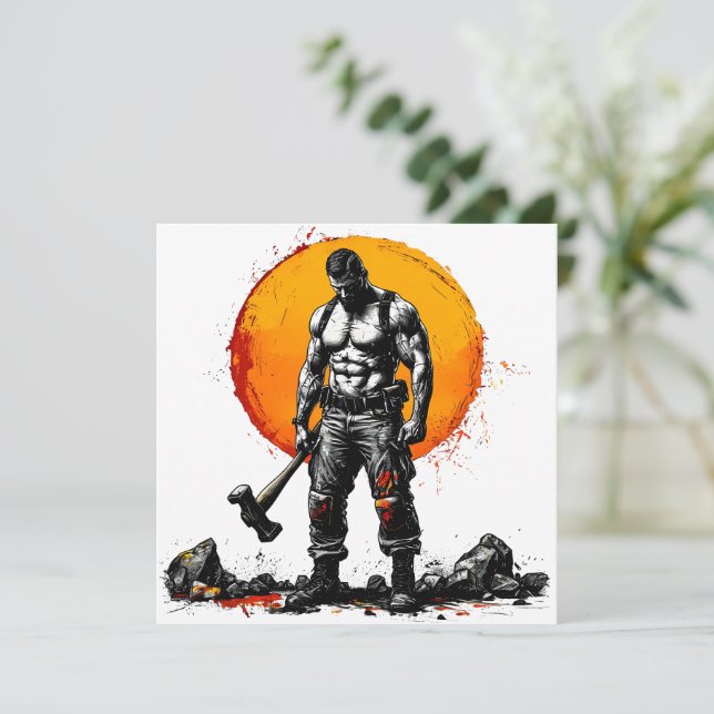 krigare, barbarisk medeltida fantasi, hummer styrk kort (Stående Fram)