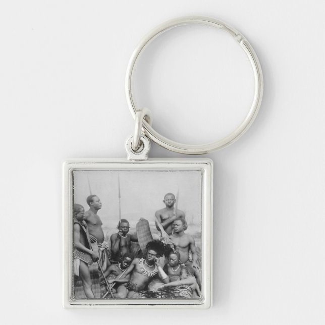 Krigare Belgian Congo, 1894 Fyrkantig Silverfärgad Nyckelring (Framsidan)