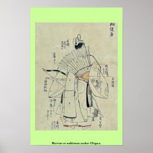 Krigare eller noblemanbågskytt Ukiyo-e. Poster
