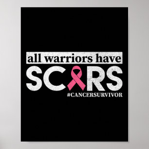 Krigare Har Ärr Bröstcancer Medvetenhet Krigare Poster