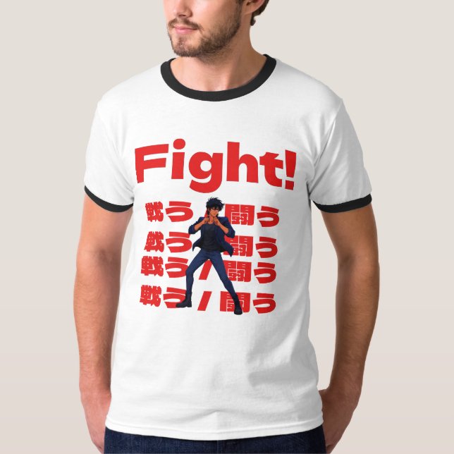 Krigare med 90-tals Retro Anime-stil T Shirt (Framsida)