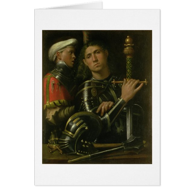 Krigare med brudgummen (olja) hälsningskort (Framsidan)