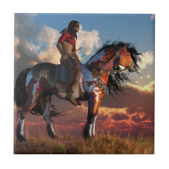 Krigare- och krighäst kakelplatta (Framsidan)