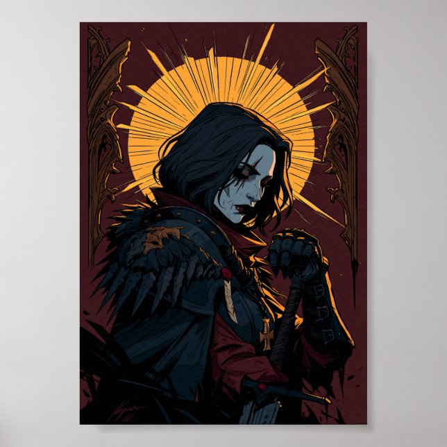 krigare, riddare, kvinna, rustning, fantasi, episk poster (Framsidan)
