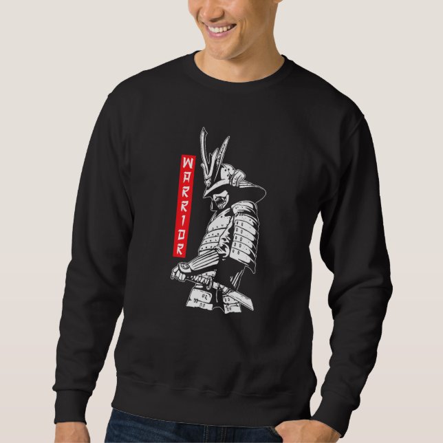 Krigare Samuraj Japansk Ninja Blodfläck Katana S Lång Ärmad Tröja (Framsida)