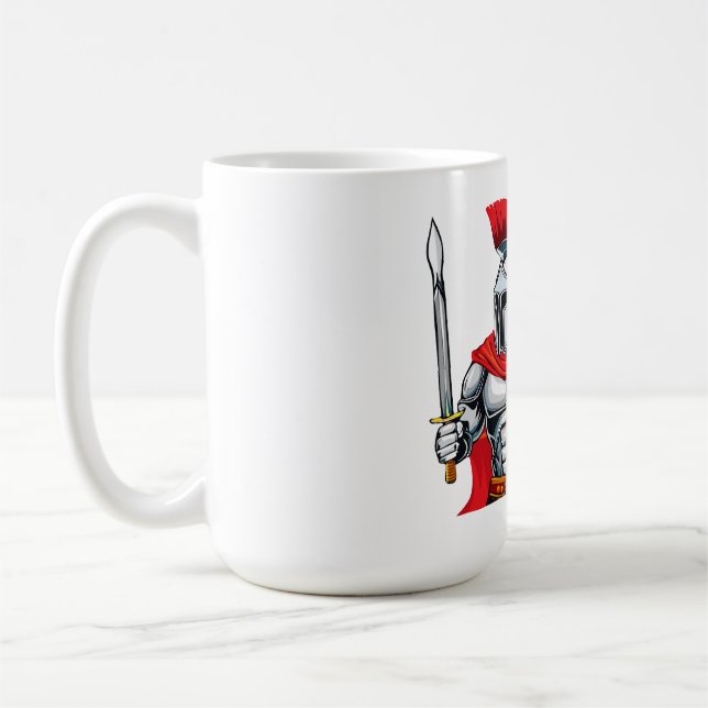 krigare som håller svärd och sköld redo för strid kaffemugg (Vänster)