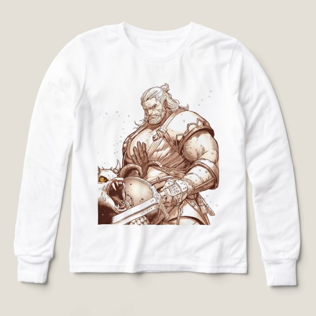 Krigare Stående Över Monster T-shirt (Design framsida)