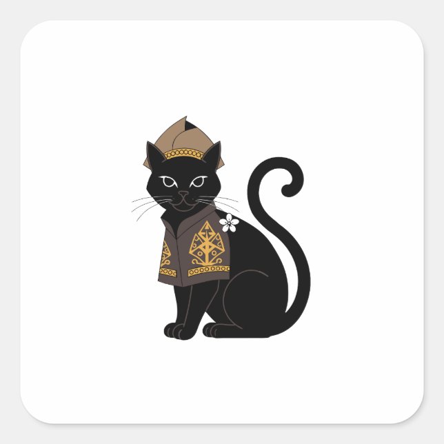 Krigare Svart Katt Klistermärke (Framsida)