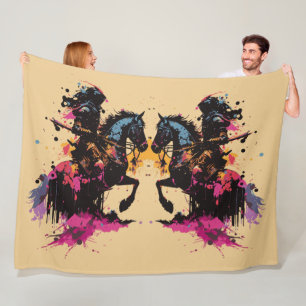 Krigarhäst Vattenfärg Fläskfilt Blanket Fleecefilt