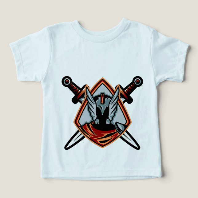 Krigarhjälm Bebis T Shirt (Design Framsida)