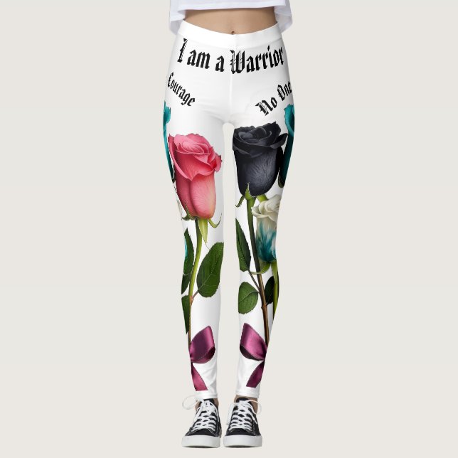 Krigarrosor Cancer Medvetenhet Leggings (Framsida)
