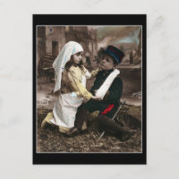 Krigsbarn - Vintage Första Världskriget Fransk vyk