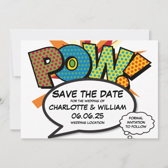 Krigsfånge Spara datum Kul Retro Serietidning Popk Inbjudningar (Framsida)